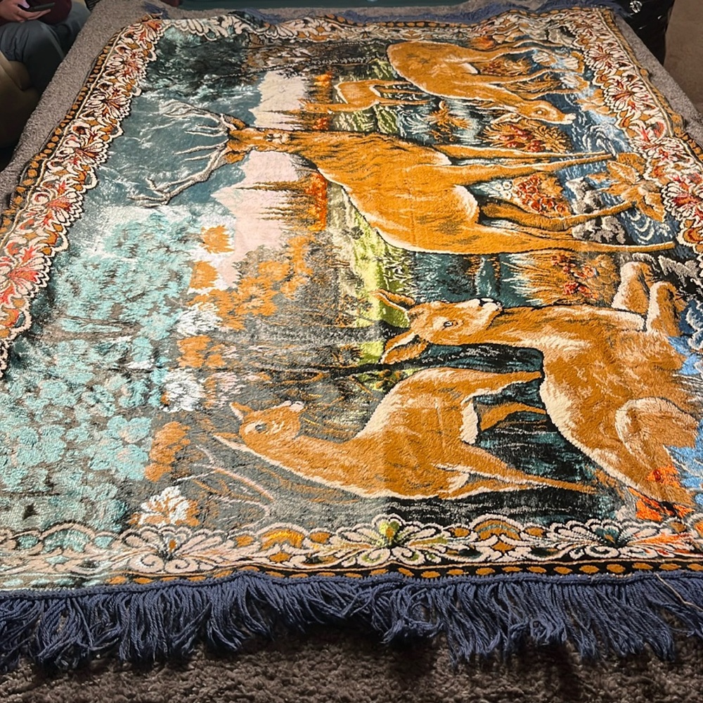 mid century velvet tapestry